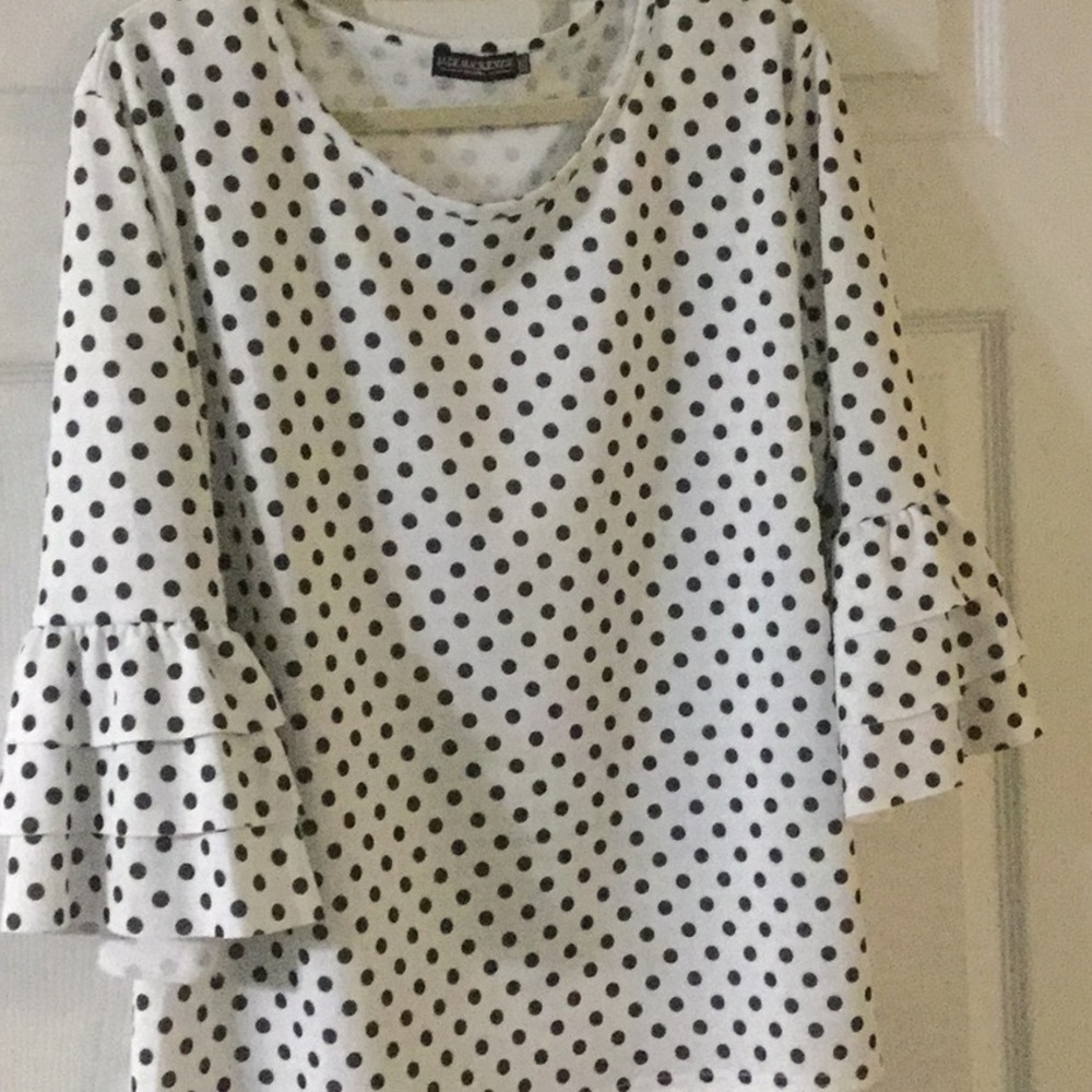 Jade Mackenzie Polka Dot Ruffled Top